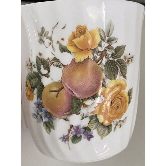 Crown Trent Harvest Coffee Mug Staffordshire England Yellow Rose Apple Berries - Picture 3 of 16